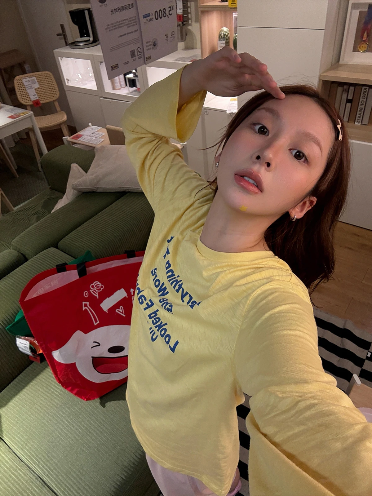 Sakura Long Sleeve Pure Cotton T-Shirt Women's Casual round Neck Printed Loose Comfortable Bamboo Texture Top