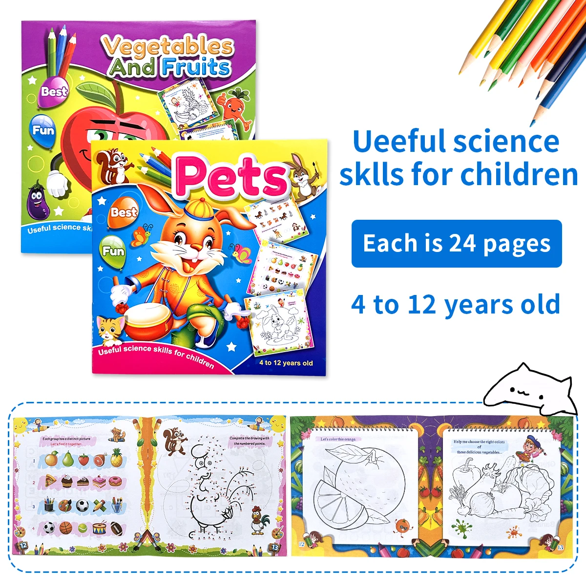 English coloring book, multi-functional puzzle book, preschool enlightenment, experience the fun of learning
