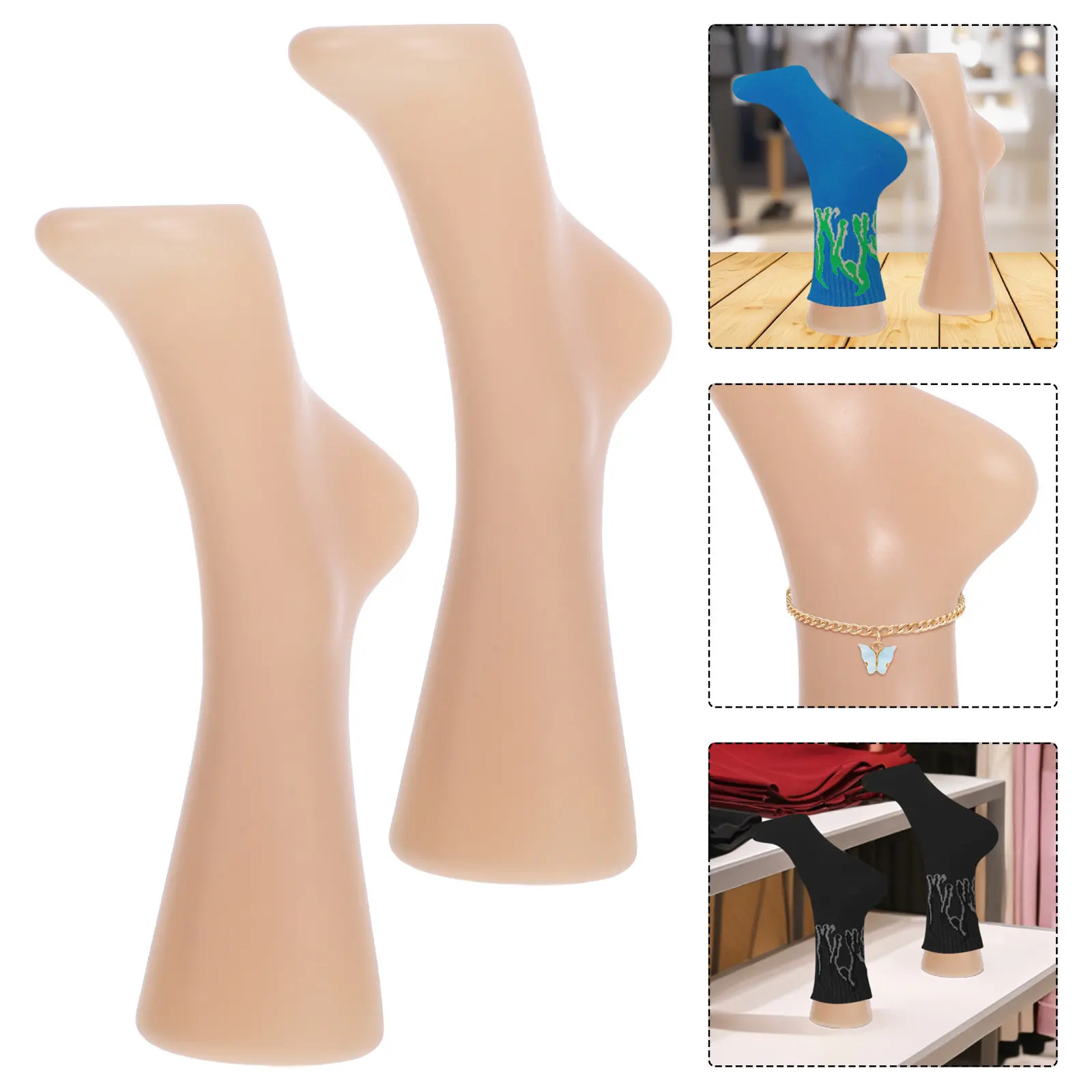 

2Pcs Plastic Mannequin Foot Sock Display Female Realistic Jewelry Bracelet Showcase Stand Retail Presentation