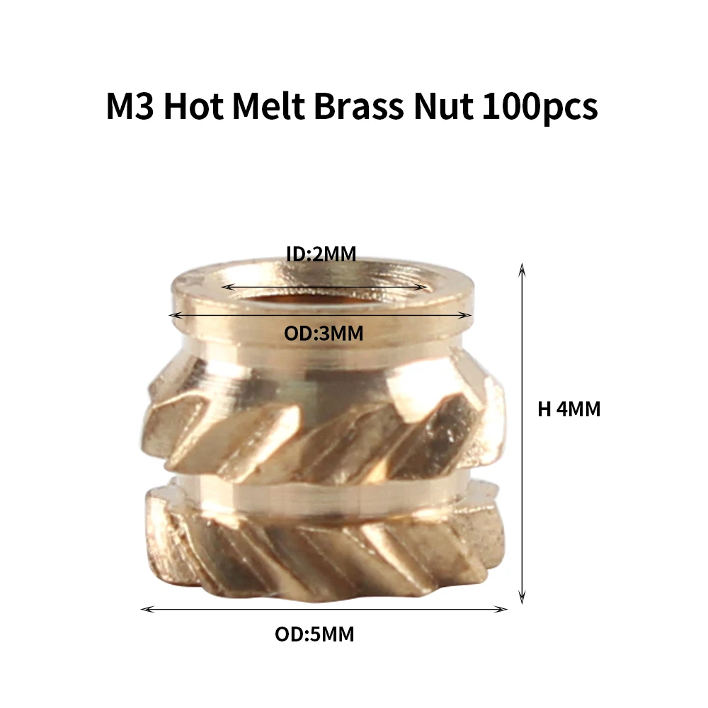 Warmte-inzetmoer IJzeren punt TS100 Soldeerboutpunt Inzetstuk Binnendraadkop M2-M8 Messing Hot Melt Insert Moer Insteekset