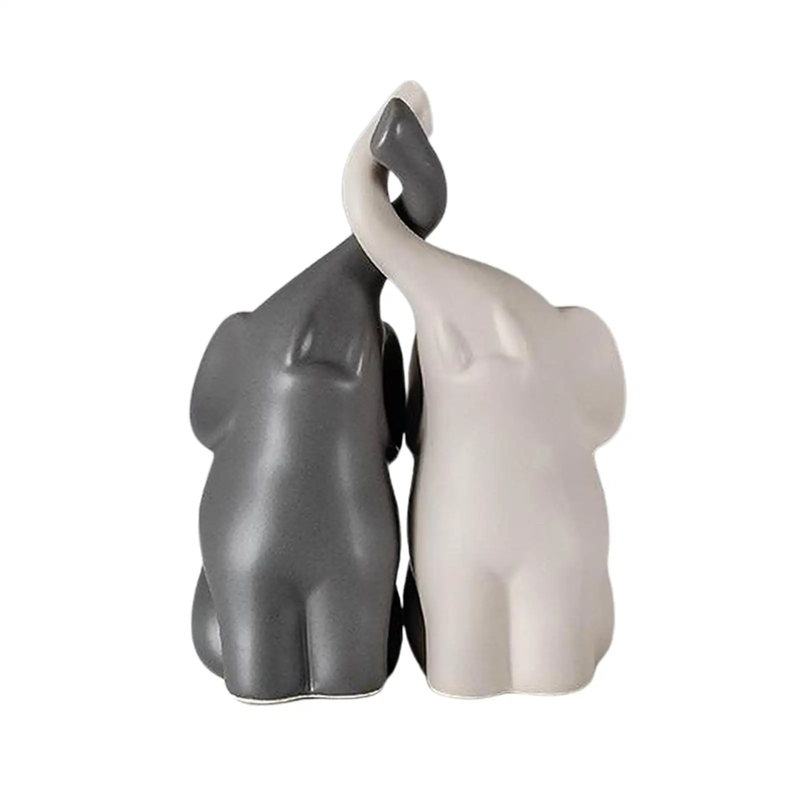 Modern Ceramic Elephant Figurine Sculpture Home Decor Handicraft Animal Statue Decorative Ornament for Shelf Table Display Gift