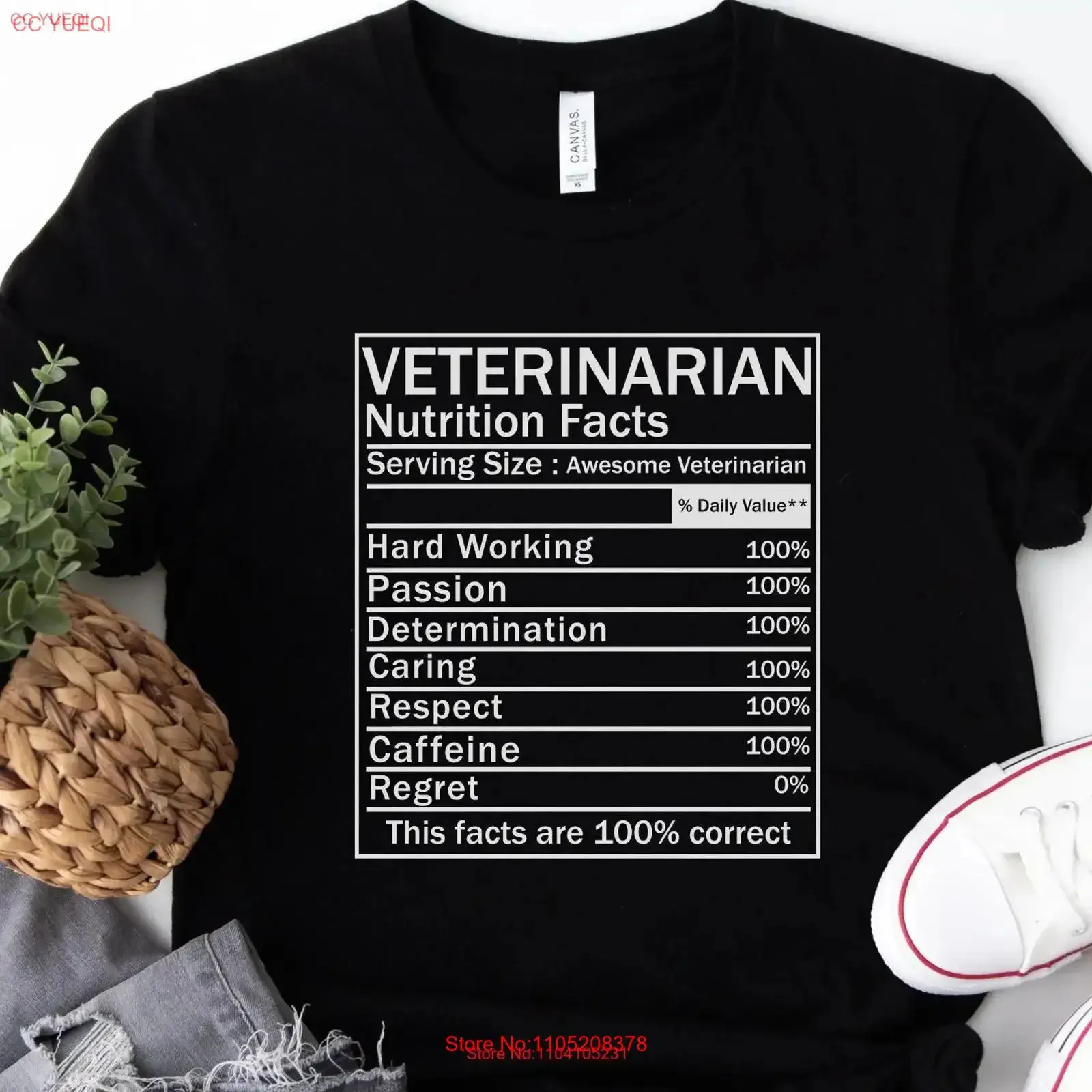 Veterinarian Nutritional Facts T Shirt Tech Vet student Funny gift Future Assistant Graduation vintage Washed Breathable