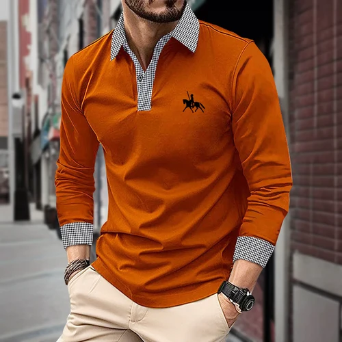 Camisa Polo de manga larga para hombre, camiseta clásica de oficina de negocios, Top informal de calle a la moda de Color sólido, primavera y otoño