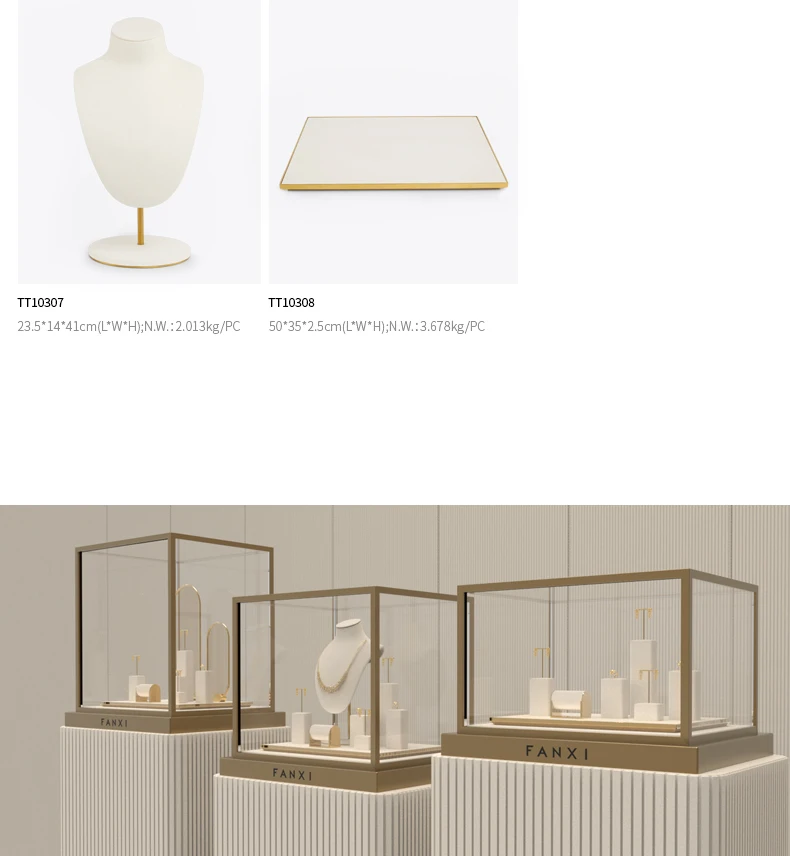 Oirlv Schmuckständer Beige Stilvoller Uhren-, Ring-, Ohrring-, Armreif-, Halsketten-Schmuckständer für Ladenvitrinen – Detail 13