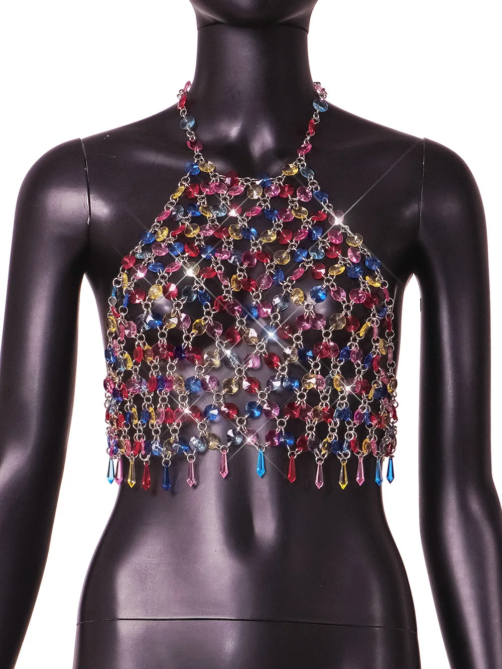 2024 Bling Luxury Crystal Bra Chain Women Hollow Out Diamond Tassel Breast  Chain Tops Halter Camis Night Club Body  Jewelry