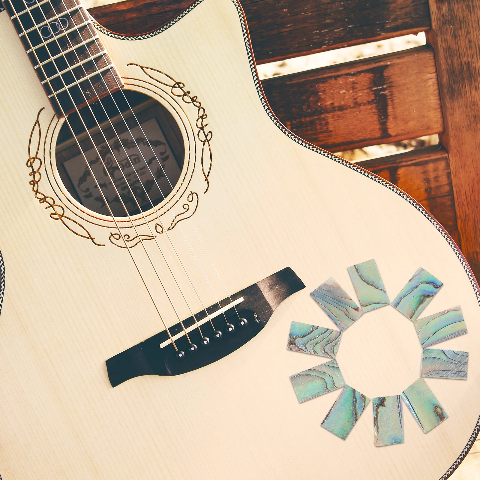 

10 Pcs Abalone Shell Inlay Strips Guitar Sound Hole Decoration DIY Material Protective Musical Instrument Accessory Fine Pattern