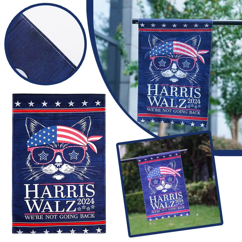 Unique Small Garden Flag Outdoor Garden Retro Decoration Cat Kamala Flag Harris Waltz Logo Flag Women's Yard R8Q4