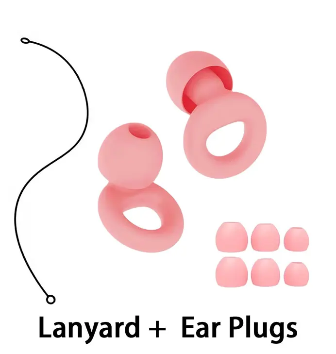 Soft Silicone Soundproof Ear Plugs High Fidelity Noise Reduction Waterproof Reusable Earplugs with Lanyard for Comfortable Fit