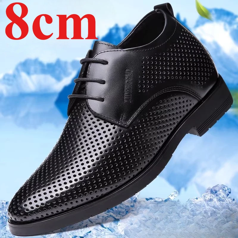 

Summer Inner Height Increasing Sandals Shoes Men's 8cm Elevator Shoes Casual Sandals Hollow Hole Comfortable Breathable Sandals