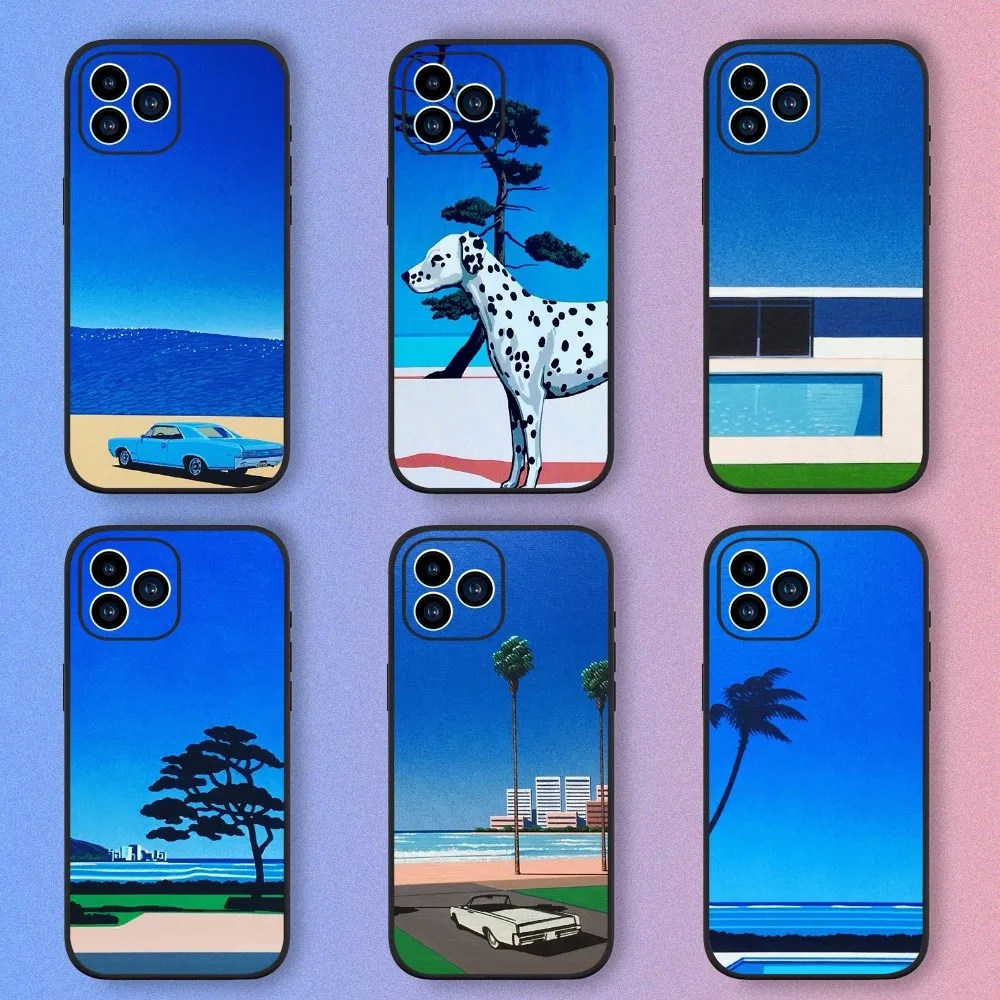 Hiroshi Nagai Art Phone Case For iPhone 15,14,13,12,11,XS,XR,X,8,7,Pro,Max,Plus,mini Silicone Black Cover