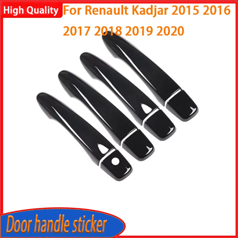 For Renault Kadjar 2015 2016 2017 2018 2019 2020 Gloss Black Chrome Car Door Handle Cover Catch Cap Trim Molding Accessories