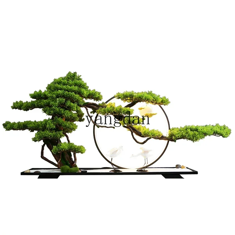 

New Chinese-style simulated welcome pine bonsai office ornament green plant entrance decoration model room hotel micro-landscape