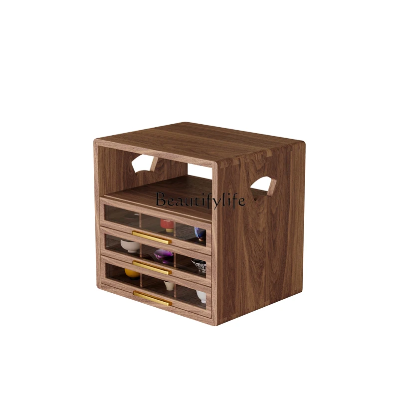 

*Black walnut combination module tea set cup holder storage zen storage compartment