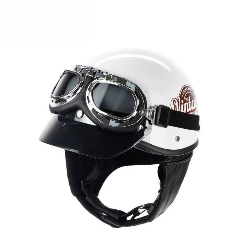 

2025 New Retro Half Helmet for Men Women, DOT Certified Windproof Cold Weather, Thermal Ear Pads for Motorcycle E-Bike Riding
