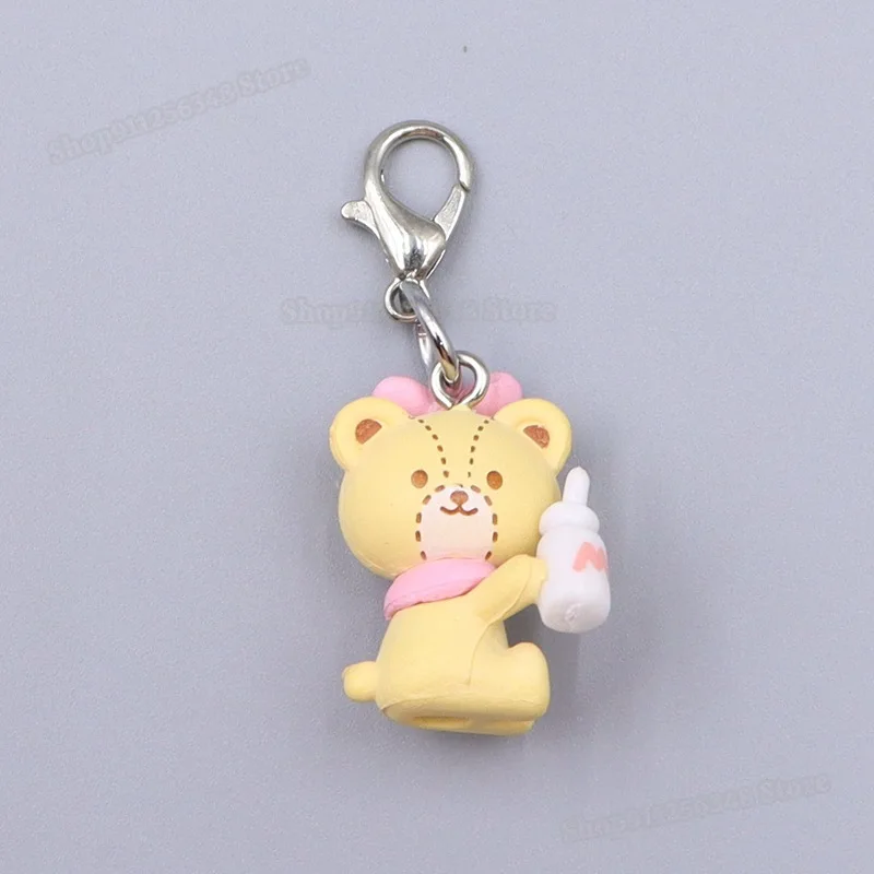 Kawaii Rilakkuma Easy Bear Keyrings Lazybear Doll Keychains Bag Clothing Puller Phone Rope Necklace Accessories Pendants Gift