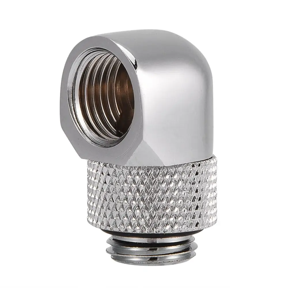 

G1/4 Thread PC Water Cooling Fitting 90 Degrees Antileakage Design Elbow Connector Silver/Black Rotating Elbow Two Touch Fitting