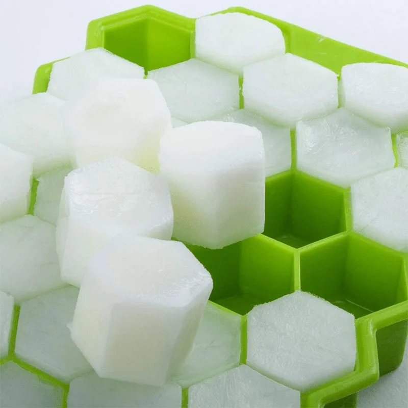 Hexagonal Silicone Ice Cube Tray - Green Honeycomb Design, Easy to Clean, Durable Ice Mold for Home Kitchen Use