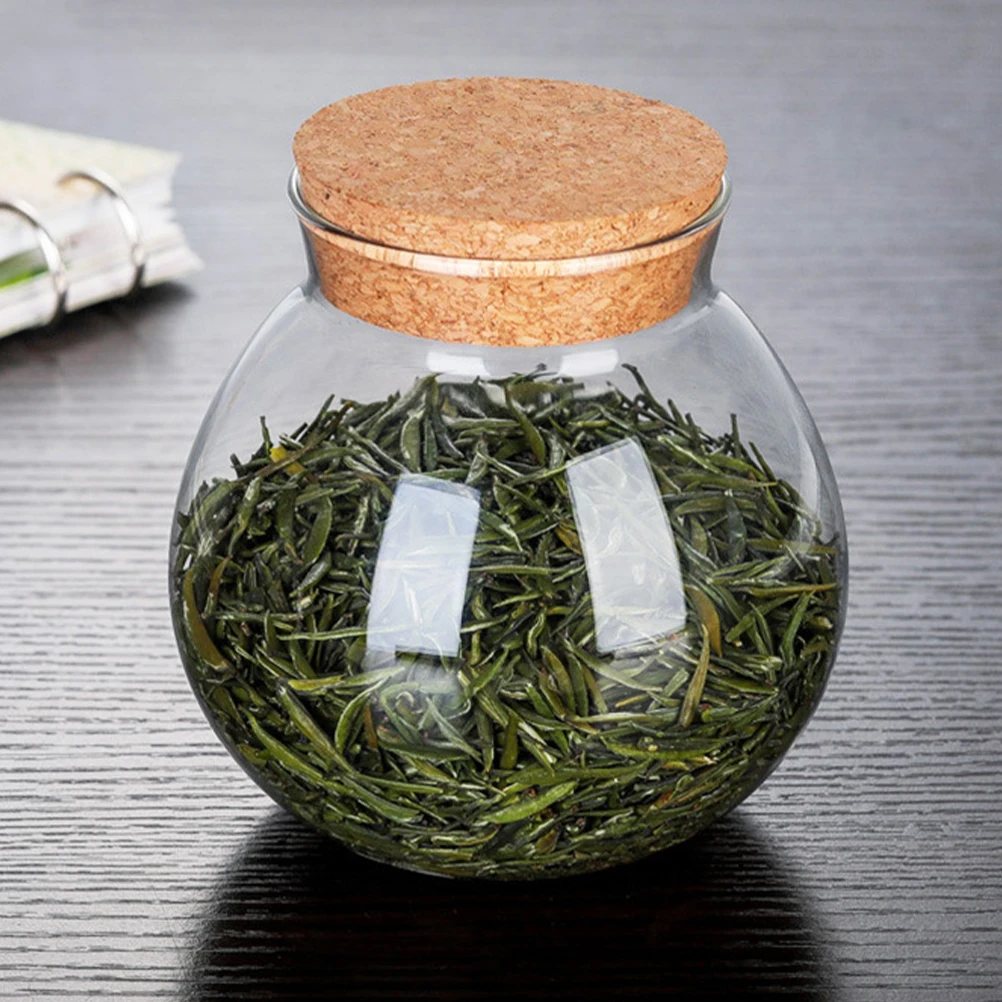 

Glass Food Storage Jar with Cork Lid Kitchen Airtight Canister for Coffee Beans Tea Nuts Glass Jar with Cork Lid