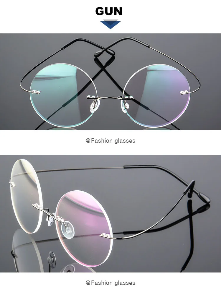 Ältere Klassische Runde Anti Blau Licht Lesebrille Männer Frauen Speicher Titan Legierung Randlose Rezept Presbyopie Leser – Detail 9