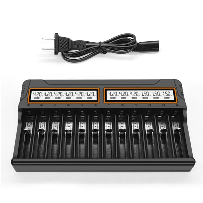 

18650 Charger 12 Slots Aa.Aaa Nickel Metal Hydride/Lithium Battery Smart Universal Charger With Display US-Plug