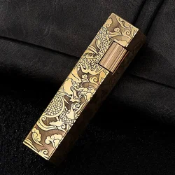 R09 New Pattern Xiangyun Shenlong Pure Copper Engraving Kerosene Lighter High-end Men's Gift Retro Brass Four-sided Engraving