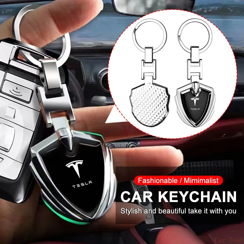 

Center Hub Cap Badge 3D Metal Key Rings Shield Shaped Keychain Car Stying for Tesla Model 3 2022 S X Y Style Coil Mod WYE K80