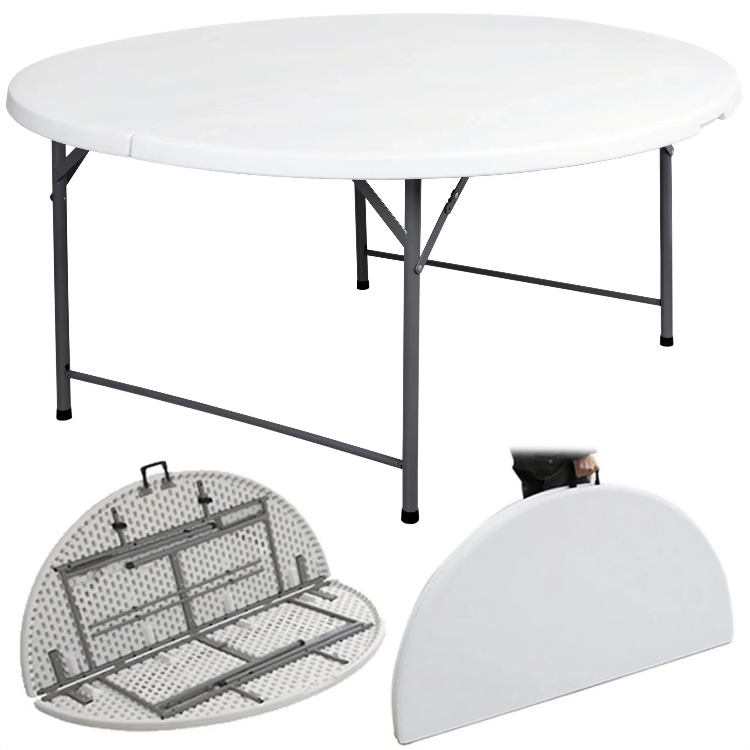 

Популярный круглый складной стол из прочного белого пластика (6 футов) для улицы, отелей и ресторанов