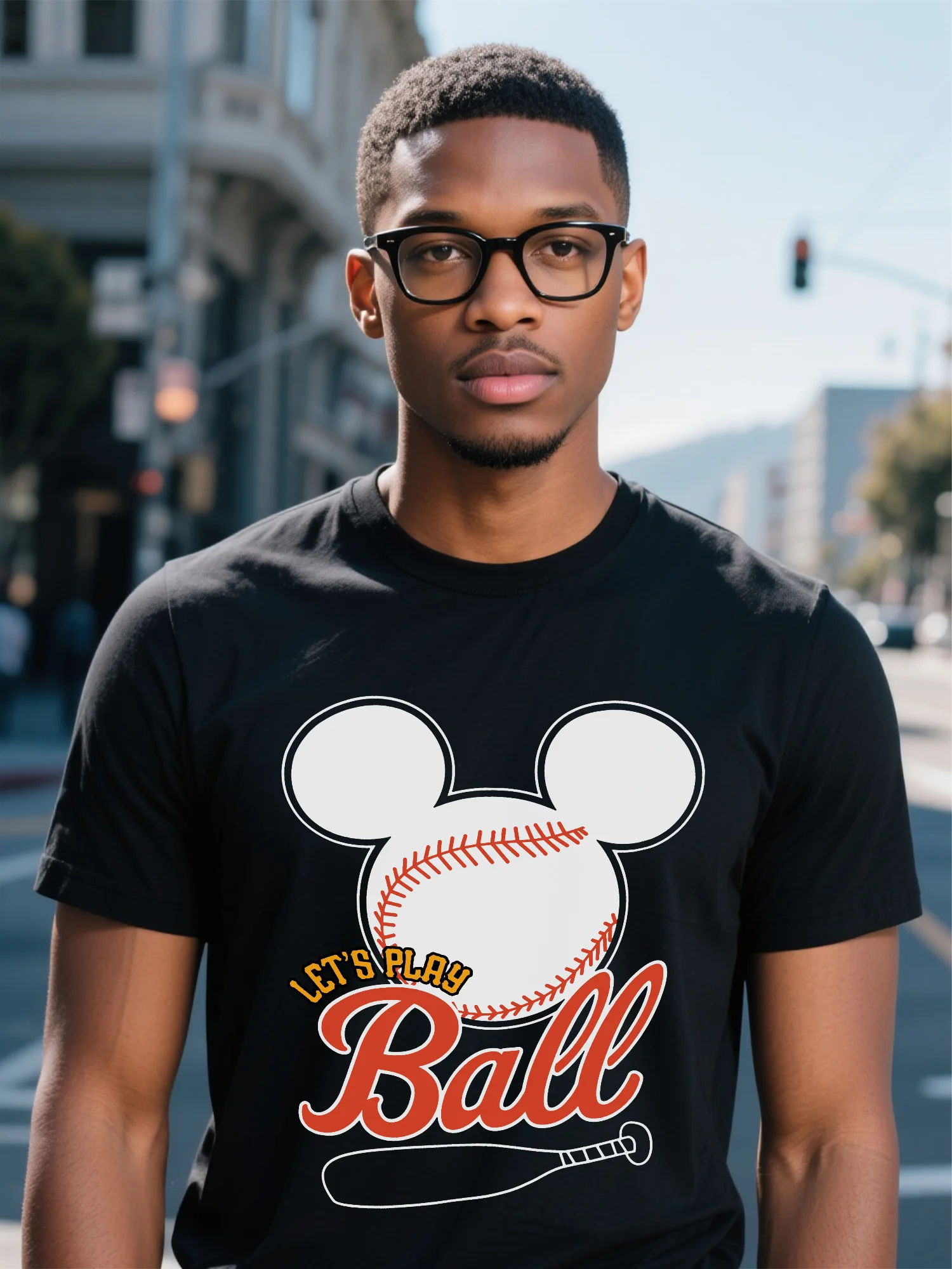 

Men's Black Streetwear T-Shirt - Floral Print Premium Organic Cotton