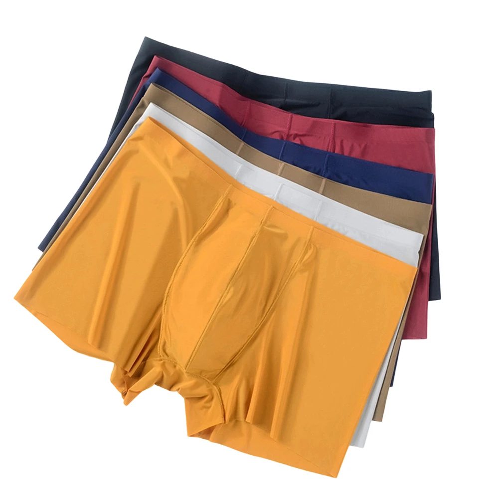 

Men Seamless Trunks Ice Silk Briefs Quick Dry Underwear Bulge Pouch Lingerie Ultra Hot Sports Soft Boxer Shorts Men's Clothing