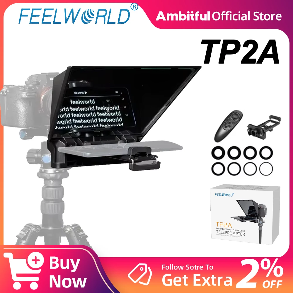 

FEELWORLD Portable Mini Inscriber Teleprompter For DSLR Camera Phone Recording TP2A with Remote Control