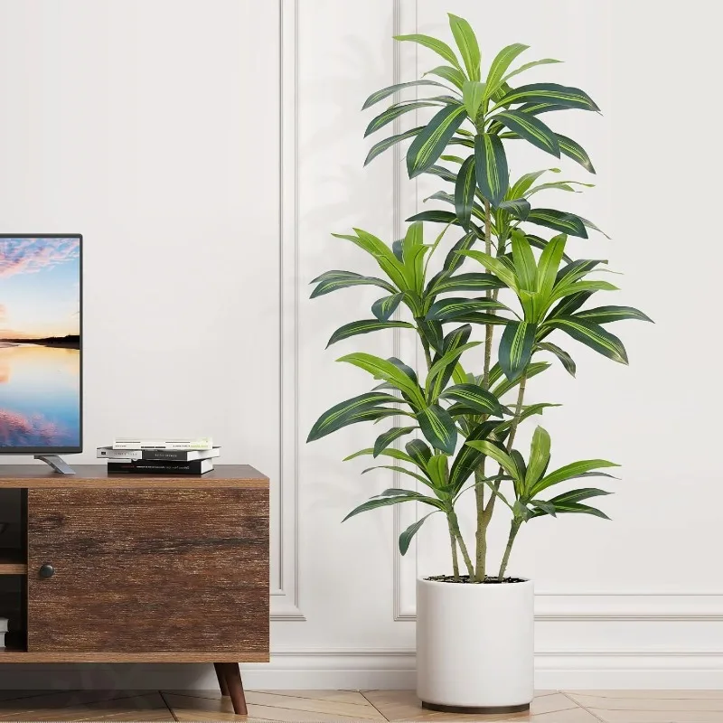

Dracaena Plant Artificial Tree 5Ft Tall Fake Tropical Floor Plants Potted (Real Touch) Artificial Silk Tree Leaf Faux Trees