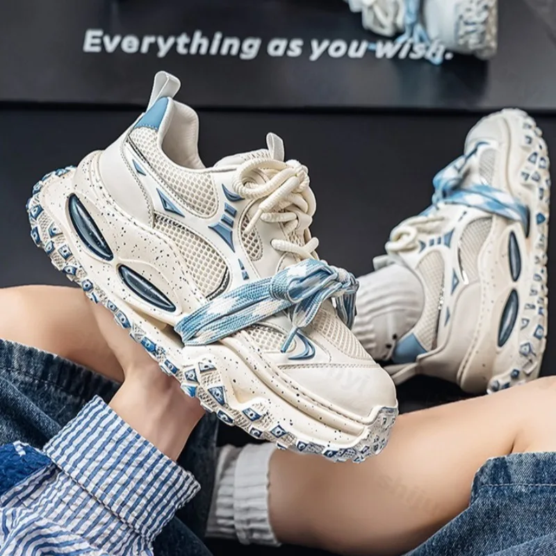 

Мужская дышащая повседневная обувь с низким берцем и толстой подошвой, осень 2023, новые модные нишевые дизайнерские универсальные удобные кроссовки на массивном каблуке