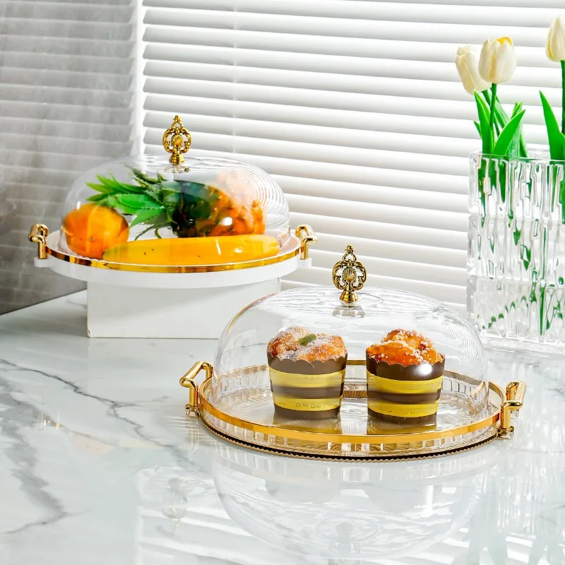 

Lidded Cake Tray Home Bread Fruit Tasting Plate Transparent Plastic Cover Dessert Display Tray