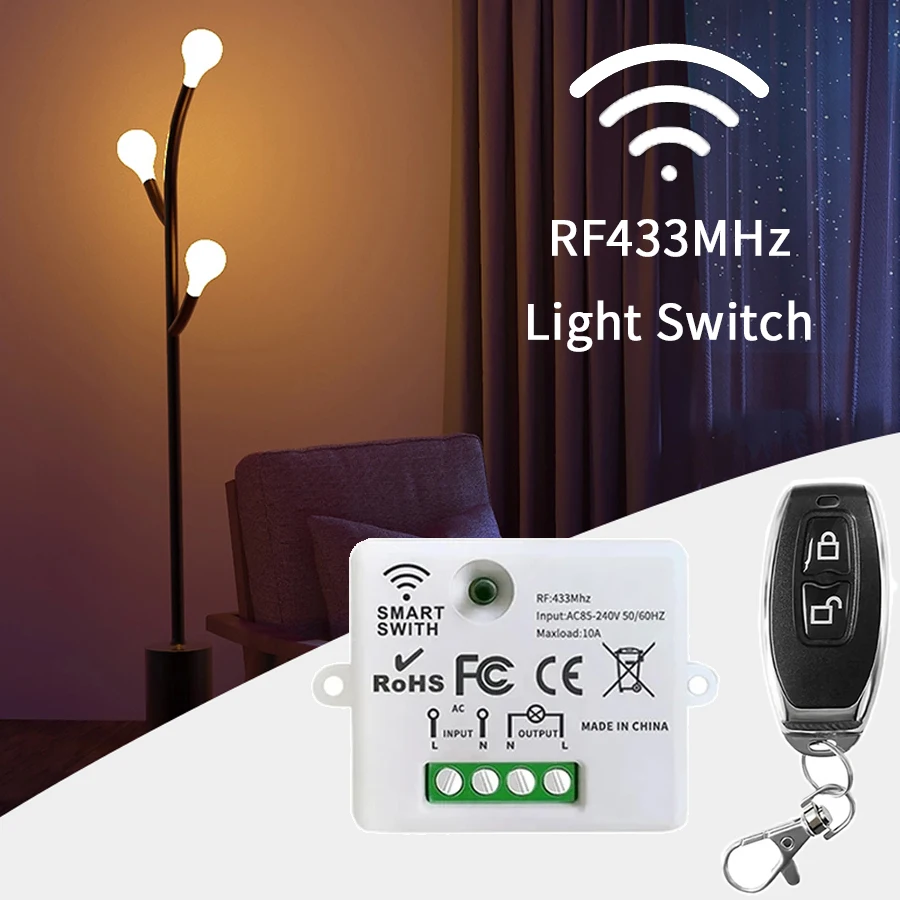 RF 433MHz Wireless Remote Control Switch Smart Home 110V 220V 10A Mini Controller Relay ON/OFF Transmitter Wall Light Switches