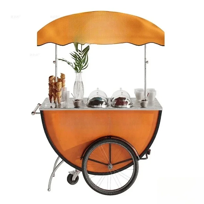 

Ice cream truck movable display cabinet commercial multi-function stall cart