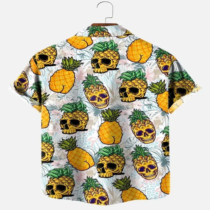 Pineapples and Plants Print Hawaiian Shirt 3D Printed Hawaiian Shirt for Men and Women Casual Shirt Unisex