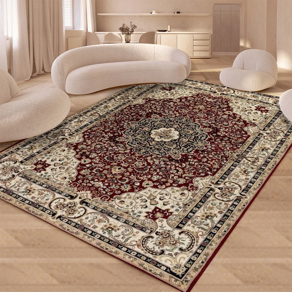 

Vintage Flower Bohemian Carpet Living Room Coffee Table Sofa Carpet Study Bedroom Waterproof and Dirt Resistant Carpet