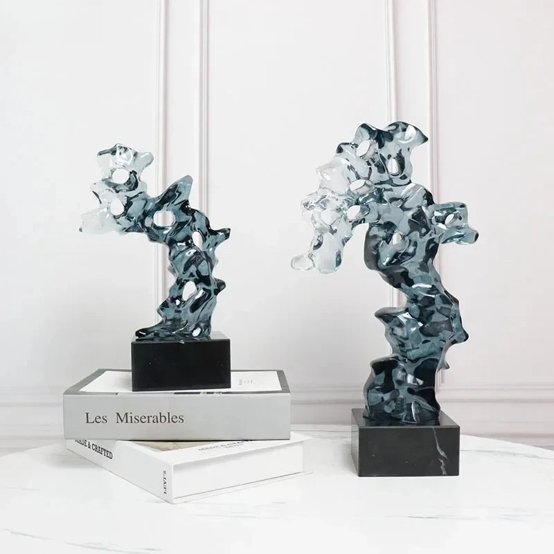 

ForTransparent Taihu Stone Rockery Creative Resin Crafts Sculpture Desk Ornaments Artwork Living Room Decoration Modern Home Dec