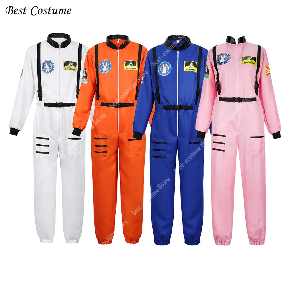 Astronaut Costume s Space Suit Men Women Couple Costumes Role Play Carnival Zipper Jumpsuit Astronaut White Costumes XS-3XL