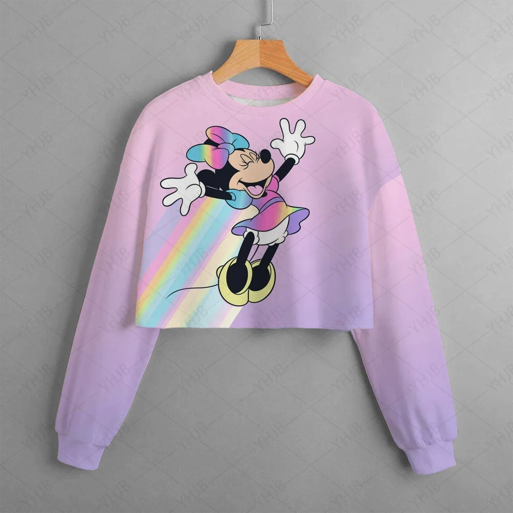 Disney Minnie Mouse Girl Cartoons Kawaii 2024 Girl Clothes Hoodie Children Top Caricature Fashion Disneyland Trip Disney