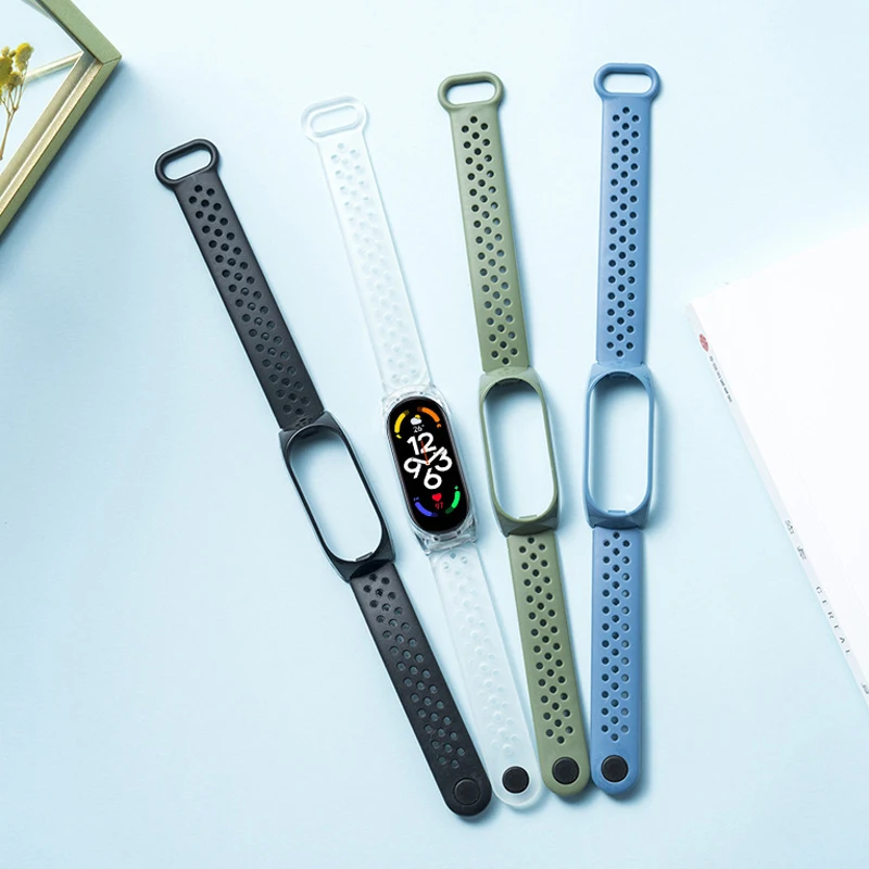 Силиконовый ремешок для xiaomi mi Band 8/7, браслет для mi Band 3/4/5/6, сменные аксессуары для умных часов, ремешок для часов