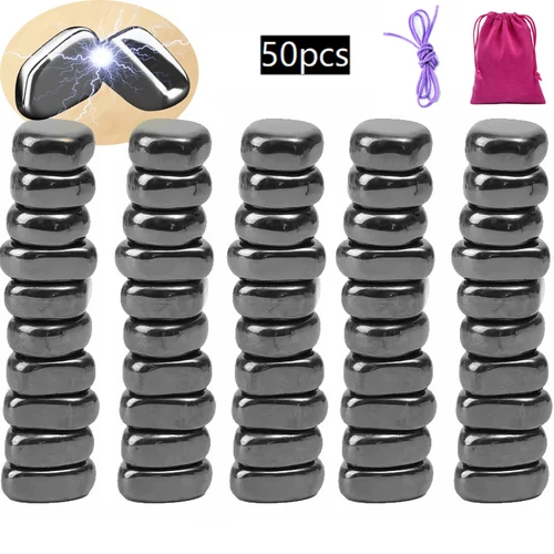 Imagen 1 del producto Imán Lodestone negro pulido, bloque magnético multifuncional para aliviar el estrés, entretenimiento, terapia magnética, imanes para nevera