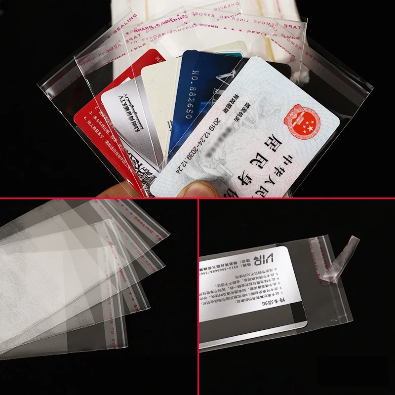 TETP 100Pcs/Lot Bank Card Packaigng Self Adhesive Bags Transparent Storage Sealing OPP Plastic Cellophane Dust-proof