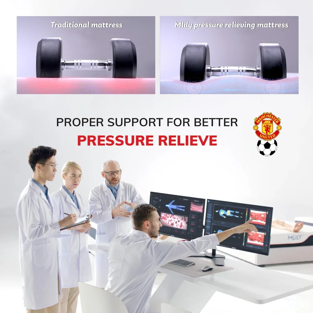Colchão Queen Size, colchão Manchester United de espuma viscoelástica de 12 polegadas, sono fresco e alívio de pressão