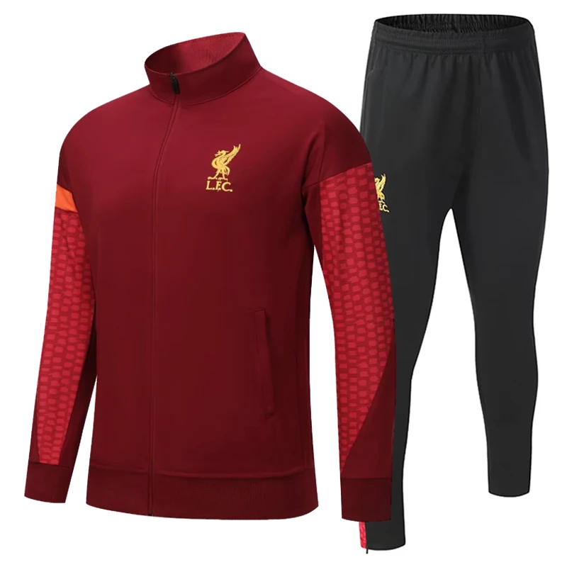リバプールフオールトレーニングキットロングスベセット旧春秋冬服大人の衣装トップパンツフィットンスポーツウェア