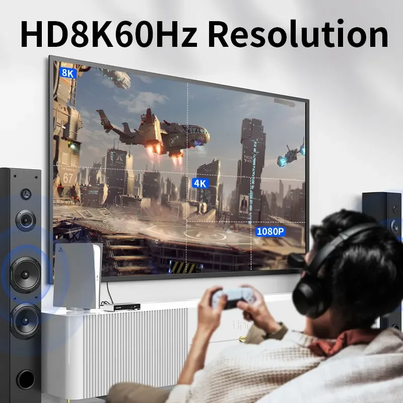 Unnlink 4K 120Hz HDMI ARC Audio Extractor with HDMI 7.1 Optical Coaxial 5.1 3.5mm Aux 2.0 for PS5/4 Set Top Box to TV Amplifier