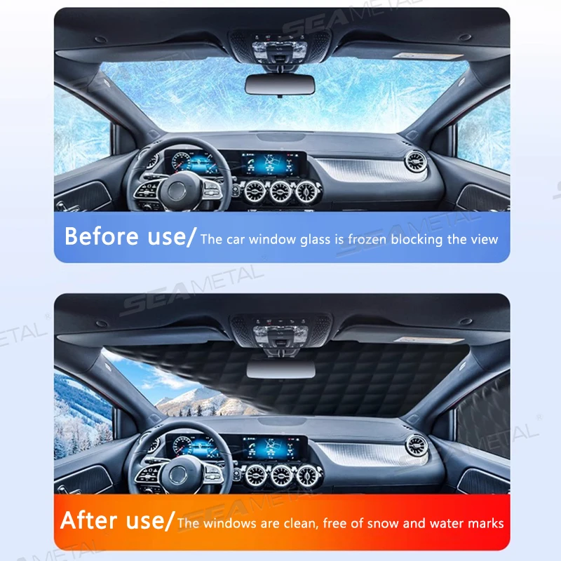SEAMETAL Thicken Car Windshield Snow Shield 5-Magnet Large Size Full Protection Front Window Snow Cover Windproof Anti Ice Cover