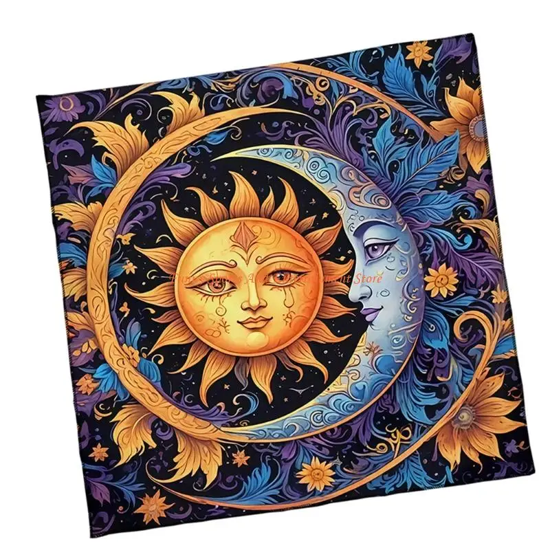 

C4DE Tarots Tablecloth Altars Cloth Sun Moon Pattern Astrology Tablecloth Divinations Card Cloth Tapestry Wall Decoration