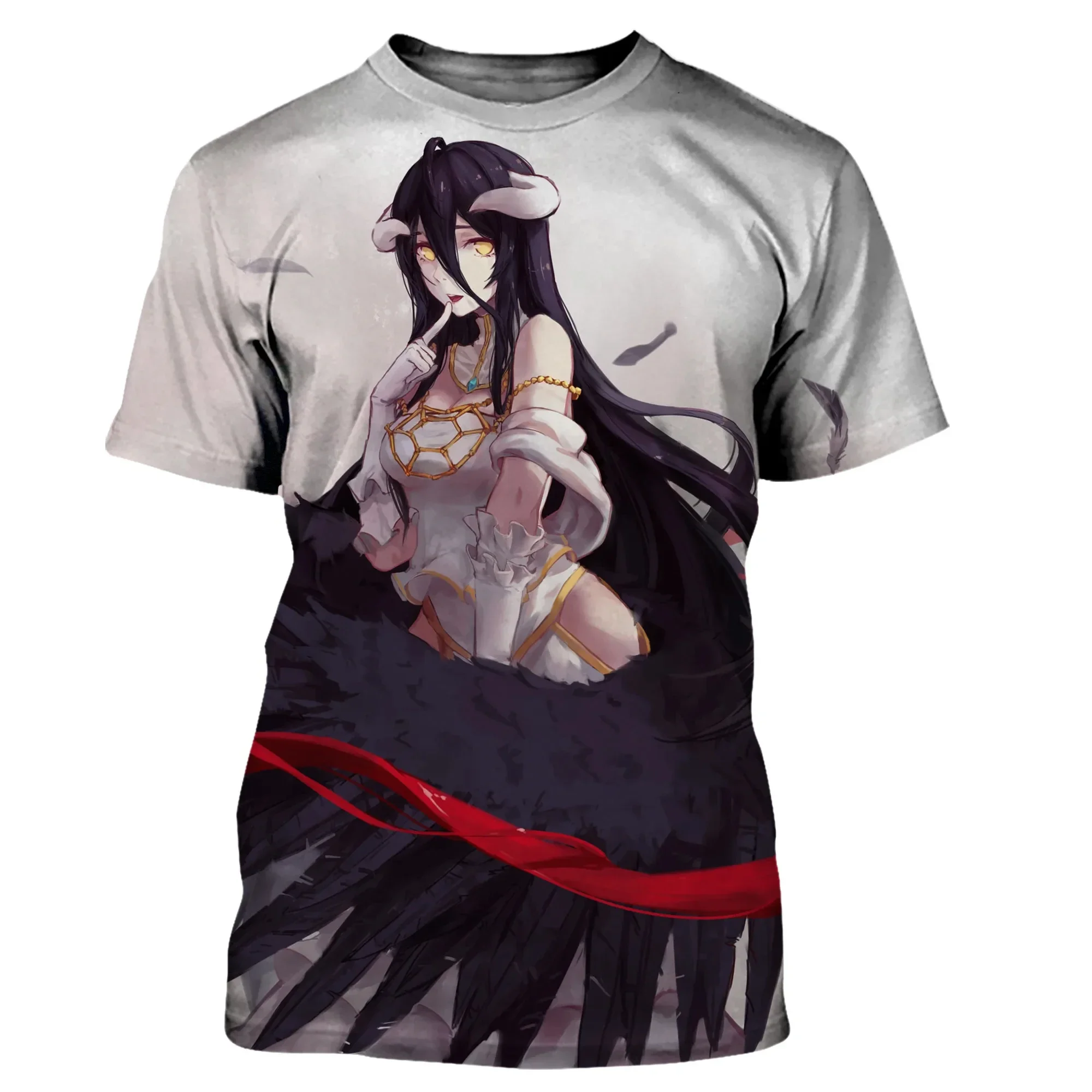 Overlord-camisetas de Anime para hombre y mujer, ropa de calle con estampado de Albedo 3D, camiseta de gran tamaño a la moda, camisetas Harajuku,