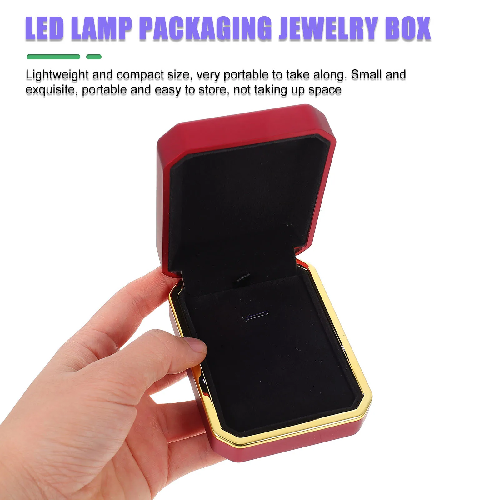 

Jewelry Box Ring Holder Necklace Storage Case Red Inner Material Boxes with Lights